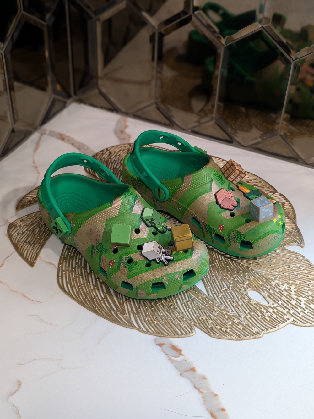 Crocs Kids Green Clog Sandals with Playful Charms